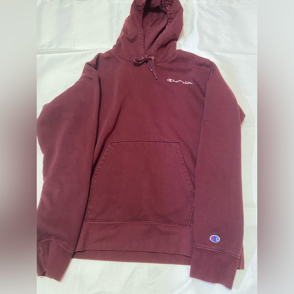 authentic burgundy champion hoodie
